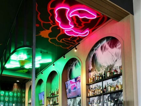 Neon Lights Above Bar