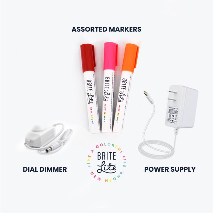 3 assorted neon color chalk markers