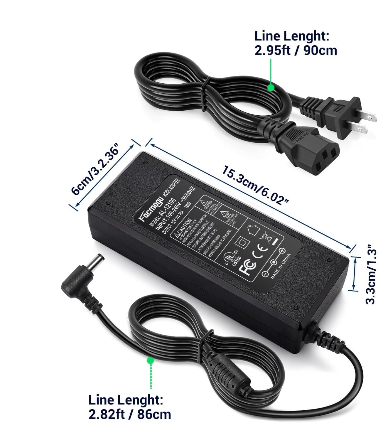 Replacement 10A 120W 12V Power Adapter