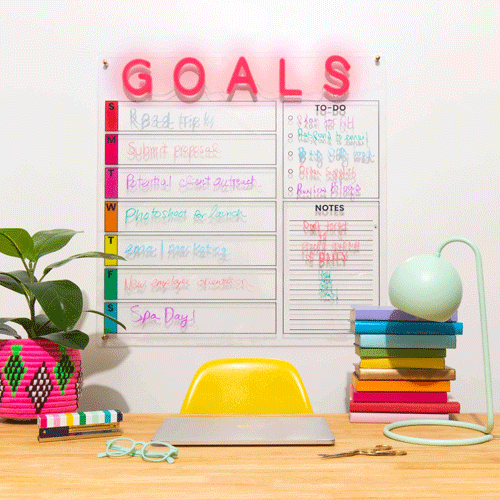 Ten Ruby Goals GOALS Ruby Red - The original New Neon®️ acrylic dry erase calendar