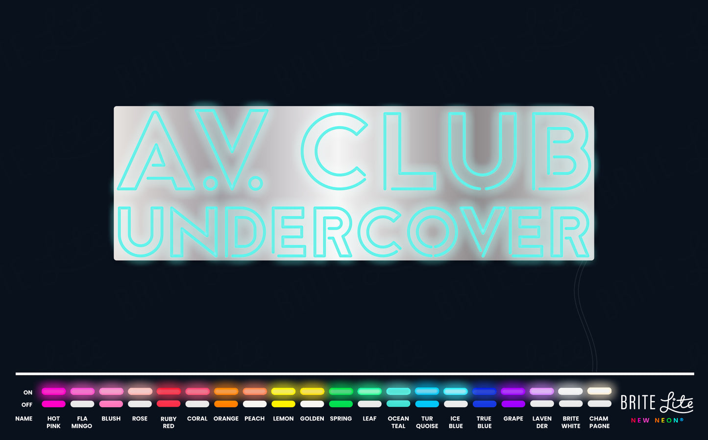 INFINITY MIRROR AV Club Undercover, 80"W x 26.5H, Ice Blue LED Neon