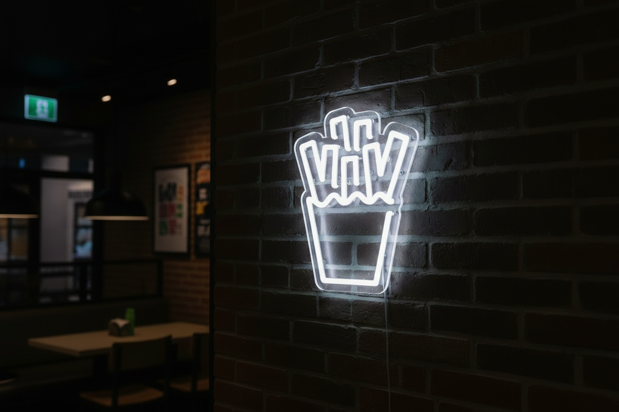 Shake Shack Fries White Neon Sign Wall Mount
